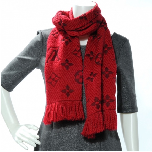 Louis Vuitton Wool Silk Logomania Scarf Rubis - Picture 15 of 16